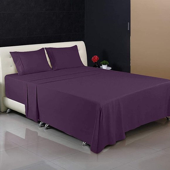 Bedding Bed Sheet Set Brushed Microfiber 4 Pc King - Picture 1 of 6
